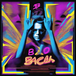 A high-quality digital art movie poster for 'BachX', electrified with vibrant, neon colors