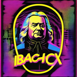 An electrifying digital art movie poster for 'BachX', radiating with vibrant neon colors