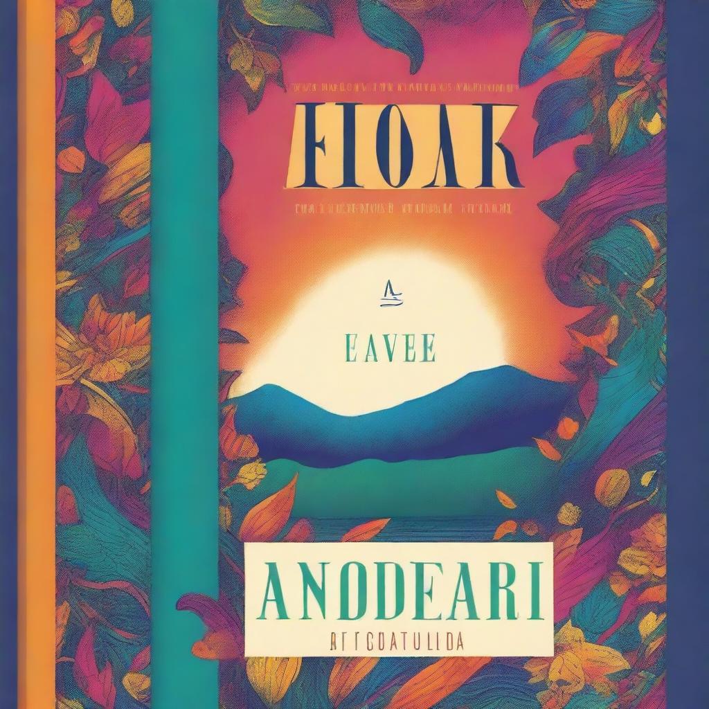 Imagine a high-quality book cover, artistically designed with a vibrant mix of colors