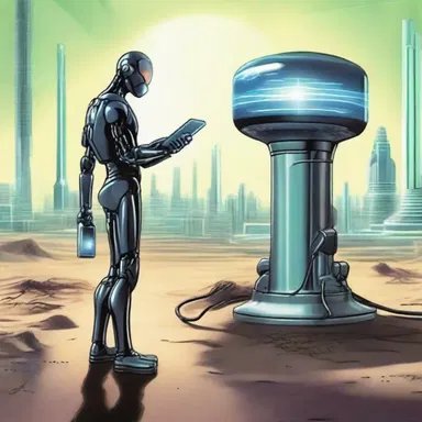 In the science fiction novel, the protagonist uses a high-tech device to glean energy from the environment.