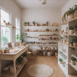 A quaint, welcoming shop named 'Sunclover', filled with adorable, uniquely-designed items and accessories displayed in an organized, aesthetically pleasing manner.