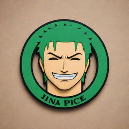 A creative 3D logo featuring anime character Roronoa Zoro from One Piece, with the logo name as 'Juan Piece'.