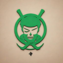 A creative 3D logo featuring anime character Roronoa Zoro from One Piece, with the logo name as 'Juan Piece'.