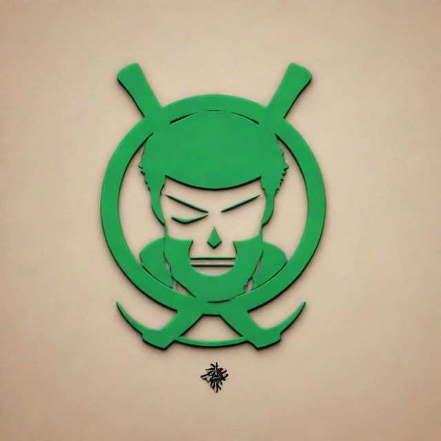 A creative 3D logo featuring anime character Roronoa Zoro from One Piece, with the logo name as 'Juan Piece'.