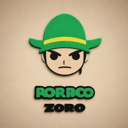 A creative 3D logo featuring anime character Roronoa Zoro from One Piece, with the logo name as 'Juan Piece'.
