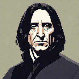 A digital art representation of Severus Snape from the Harry Potter series