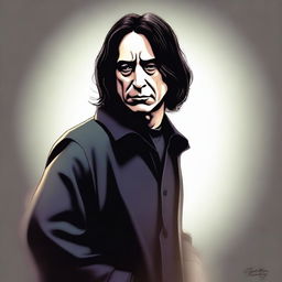 A digital art representation of Severus Snape from the Harry Potter series