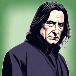 A digital art representation of Severus Snape from the Harry Potter series