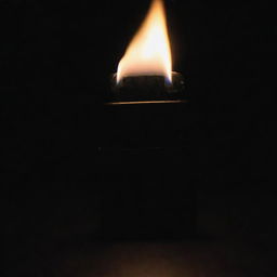 A moody, dark image showcasing a Zippo lighter where its silhouette stands opposing the darkness, and the flame wears the crown of contrast.