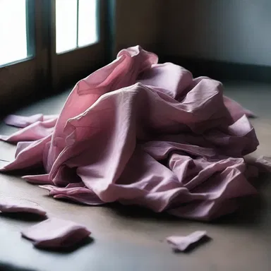 As the magical spell wore off, the enchanted fabric crumpled into a heap on the floor.