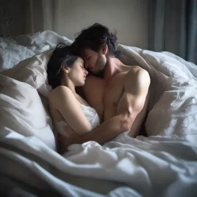In the heat of their passionate embrace, the lovers crumpled the bed sheets in a tangle of limbs.