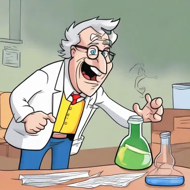 In the cartoon, the mischievous character crumpled the professor's experiment, causing chaos.
