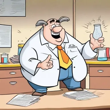 In the cartoon, the mischievous character crumpled the professor's experiment, causing chaos.