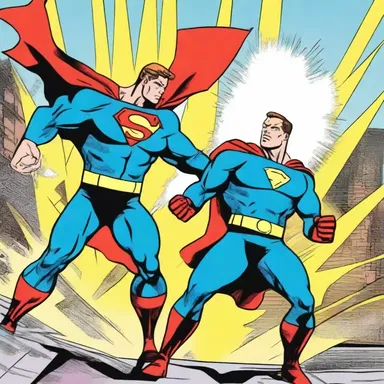 In the comic book, the superhero uses dynamite to defeat the villain and save the day.
