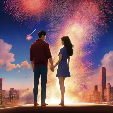 In the movie, the protagonist used dynamite to create an extravagant surprise for his partner, lighting up the night sky with a spectacular display of fireworks.