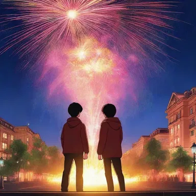 In the movie, the protagonist used dynamite to create an extravagant surprise for his partner, lighting up the night sky with a spectacular display of fireworks.