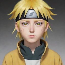 A boy inspired by the characters Neji and Naruto from anime, with distinct yellow hair and captivating white eyes.