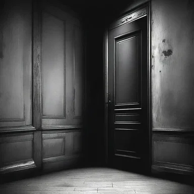 The door creaked open slowly, revealing a dark room with a grotesque valvule pulsating in the corner.