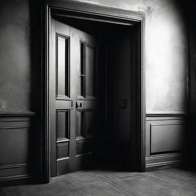 The door creaked open slowly, revealing a dark room with a grotesque valvule pulsating in the corner.