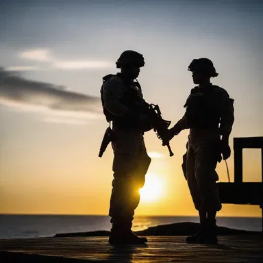 As the sun set, they stood on the weapons platform, holding hands and promising to protect each other.