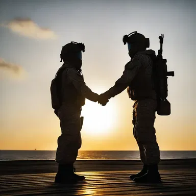 As the sun set, they stood on the weapons platform, holding hands and promising to protect each other.
