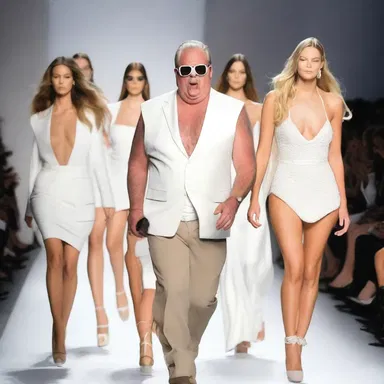 The snoring man on the runway was so loud that he made the models laugh during the fashion show.