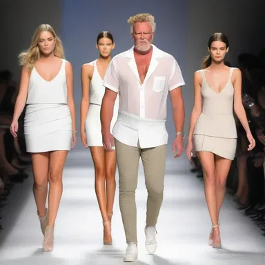 The snoring man on the runway was so loud that he made the models laugh during the fashion show.