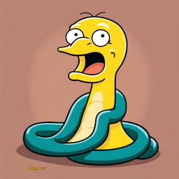 An image of a stylized, cartoonish snake, coiled in a playful manner