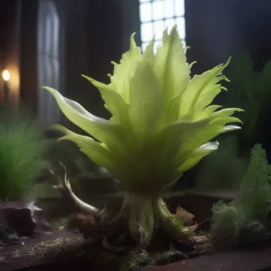As the protagonist ventured deeper into the haunted mansion, they stumbled upon a room filled with decaying plants, with one particular endive standing out; its frilled edges seemed to resemble claws of a ghostly entity.