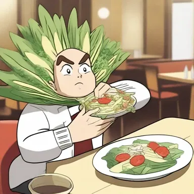 In the movie, the protagonist orders a salad with endive leaves at a fancy restaurant.