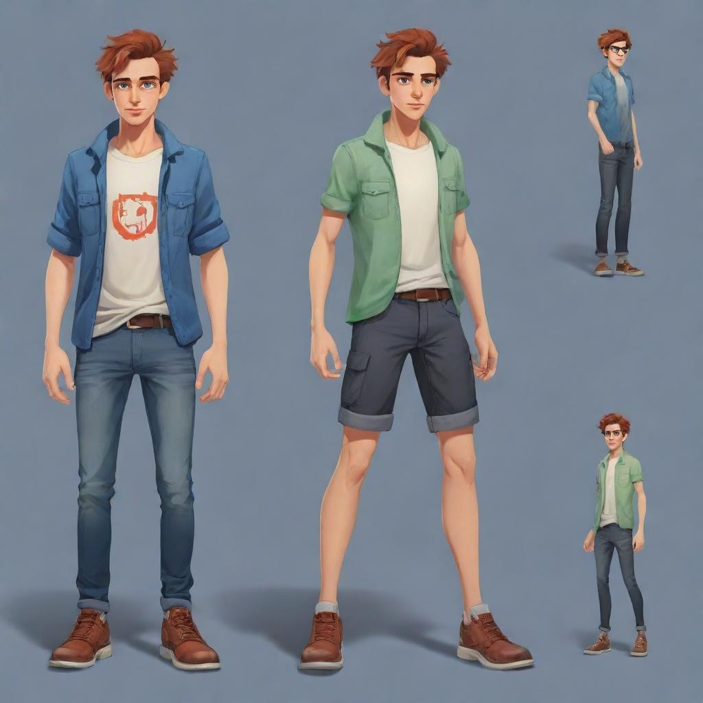 Generate a 2D character for a game adventure, now sporting contemporary fashion trends, embodying the spirit of the youthful modern style.