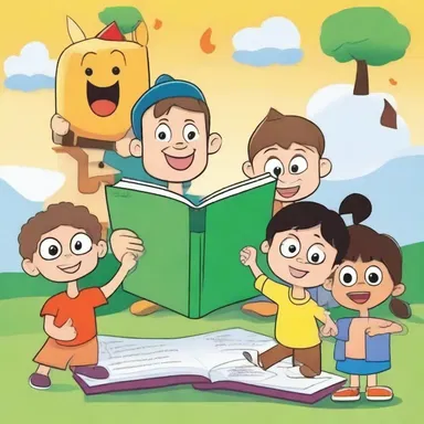 The educational program used a cloze exercise with cartoon characters to engage young learners in improving their reading abilities.