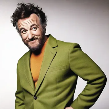 The comedian made a funny remark about someone wearing off-the-shelf clothes.