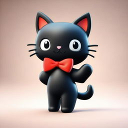 A 3D render of Chococat, the cute, black, anime-style cat from Sanrio