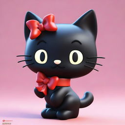 A second 3D render of Chococat, the adorable, black, anime-style cat from Sanrio