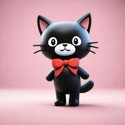 A second 3D render of Chococat, the adorable, black, anime-style cat from Sanrio