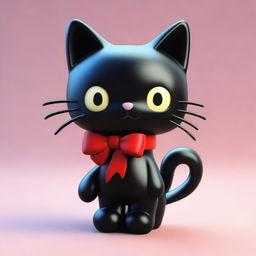 A second 3D render of Chococat, the adorable, black, anime-style cat from Sanrio