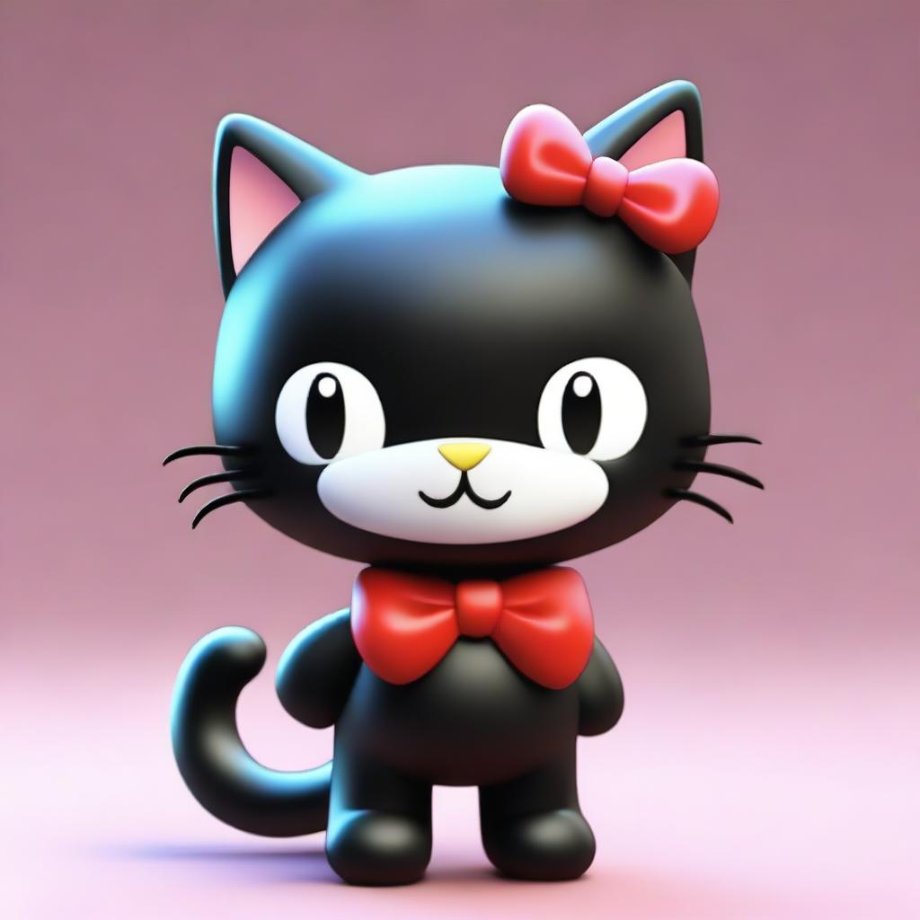 Another 3D render of Chococat, the charming, black, anime-style cat from Sanrio