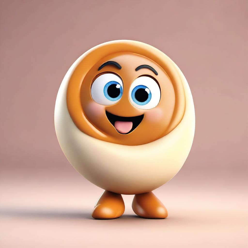 A high-quality 3D render of an adorable character, designed to resemble a cinnamon roll