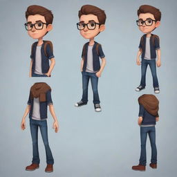 Generate a 2D character for a game adventure, created in a modern fashion style, embodying the essence of a young student.