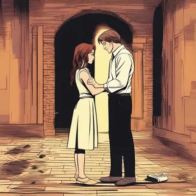 The protagonist and their love interest shared a dramatic moment of confession inside the cyclone cellar.