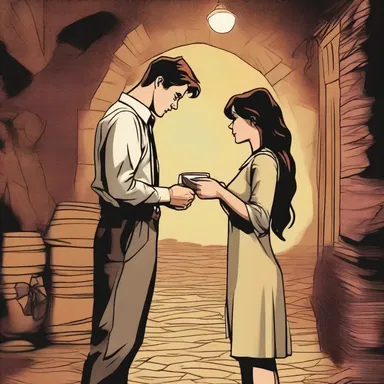 The protagonist and their love interest shared a dramatic moment of confession inside the cyclone cellar.