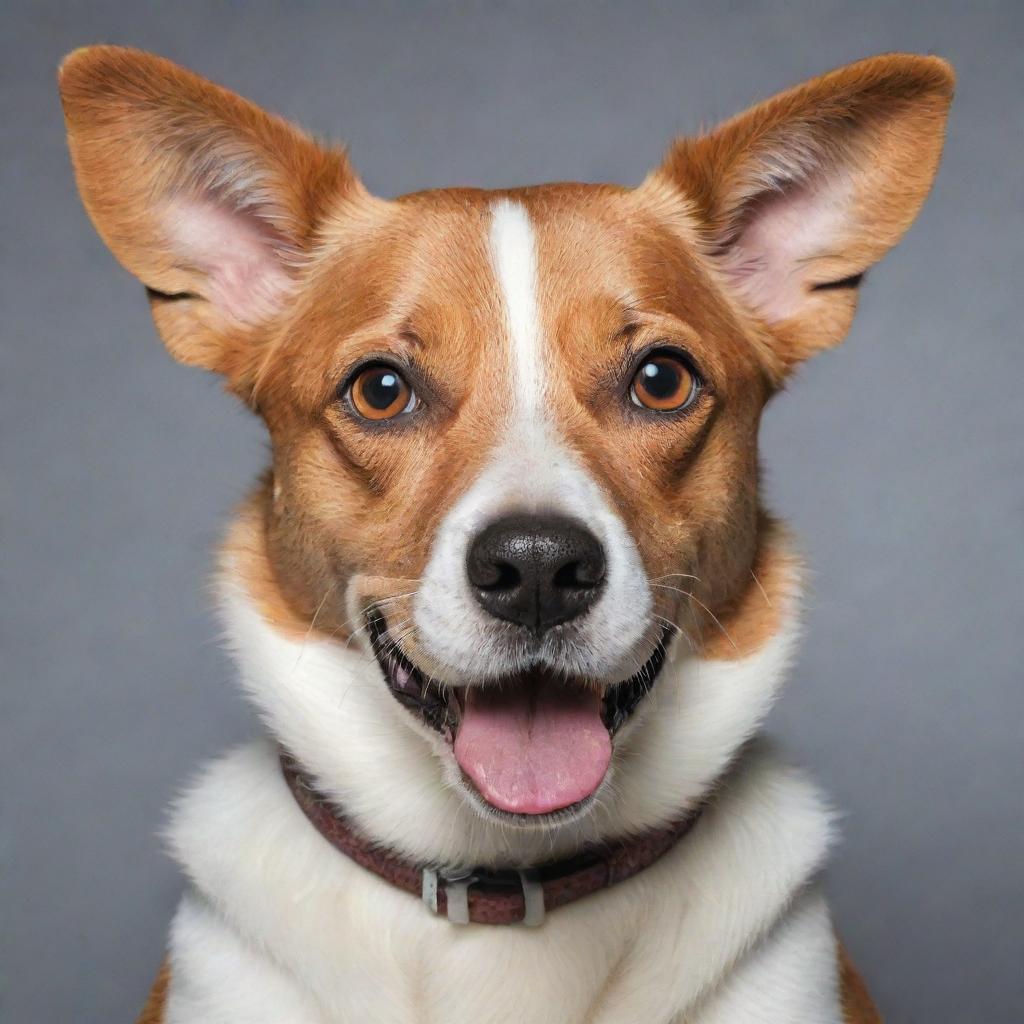 A detailed depiction of a robust and cheerful dog with sparkling eyes and a wagging tail