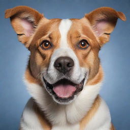 A detailed depiction of a robust and cheerful dog with sparkling eyes and a wagging tail