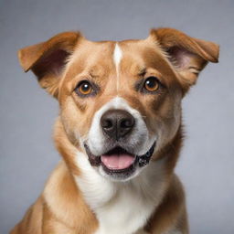 A detailed depiction of a robust and cheerful dog with sparkling eyes and a wagging tail