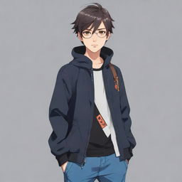 Generate a 2D anime-style game adventure character. This character embodies a unique blend of modern youthful fashion styles.