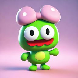 This is a second high-quality 3D render of a character resembling Keroppi, the iconic Sanrio character