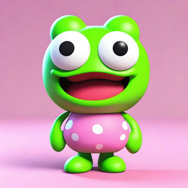 This is a second high-quality 3D render of a character resembling Keroppi, the iconic Sanrio character