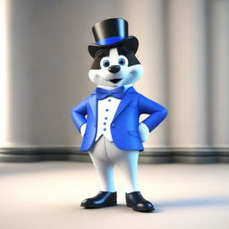 A 3D render of the character Tuxedo Sam, showcasing the highest quality of digital art