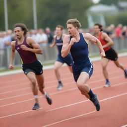 A dynamic scene of an unstoppable, quick counter-attack in a high tension sporting event with athletes moving rapidly against a blurred background.